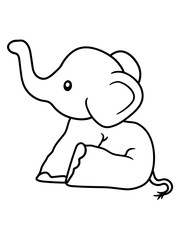kleiner elefant sitzend süß kalb kind baby clipart comic cartoon niedlich dickhäuter savanne rüsseltier jumbo grauer riese