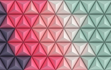 3d render background in pastel colors. Paper pyramid geometric abstract illustration