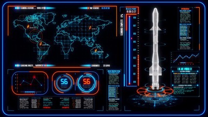 3D Blue Orange HUD Rocket Interface Motion Graphic Element