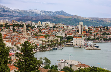 Fototapeta na wymiar Split town panoramic sea view, Croatia