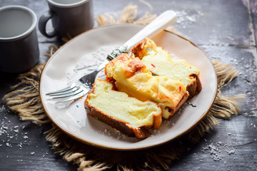 Cottage cheese-semolina casserole with carrots.