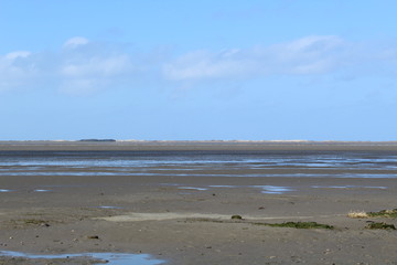 Hilgenriedersiel, Wadden Sea Germany:View into the sea at low tide
