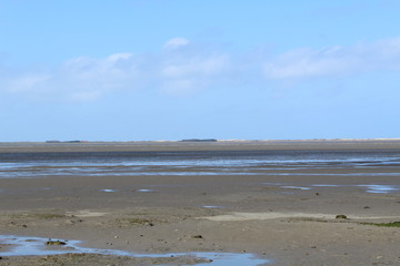 Hilgenriedersiel, Wadden Sea Germany: View into the sea at low tide