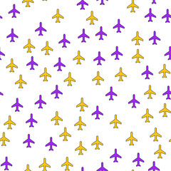 Plain Aircraft travel concept. Seamless vector EPS 10 pattern