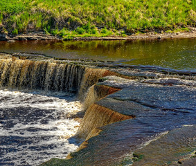 Tosno waterfall, the largest waterfall in Europe — about 30 meters wide and more than 2 meters high.