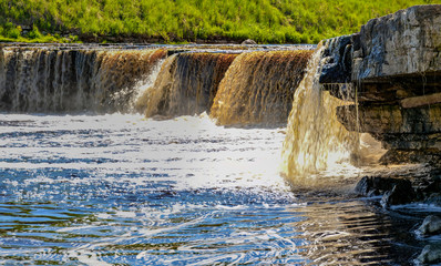 Tosno waterfall, the largest waterfall in Europe — about 30 meters wide and more than 2 meters...