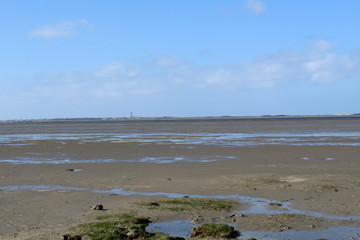 Hilgenriedersiel, Wadden Sea Germany: View into the sea at low tide