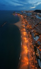 Barcelona Coast aerial night view