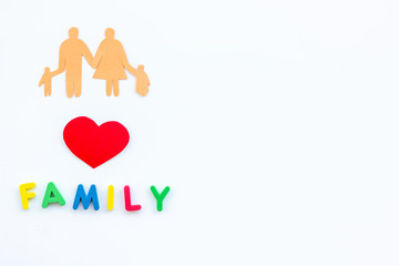 Family copy and adoption child concept on white background top view mockup