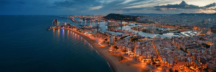 Foto op Plexiglas Luchtfoto nachtzicht van Barcelona © rabbit75_fot