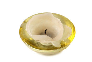 Old relaxation candle on white background