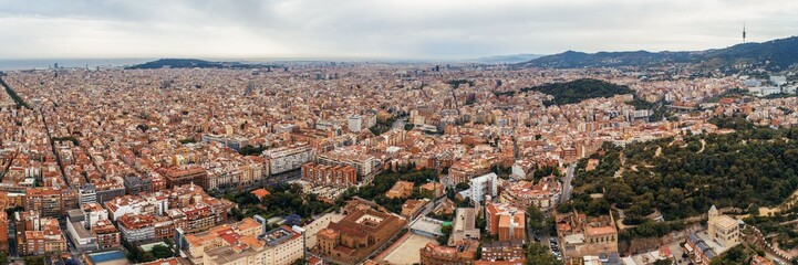 Naklejka premium Barcelona skyline aerial view