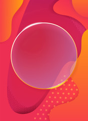 Abstract fluid background with glass frame. Vector template for web