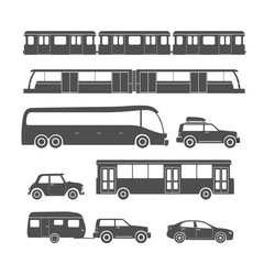 Urban vehicle collection isolated on white background