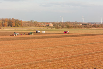 Fototapeta na wymiar Farmers preparing field for winter