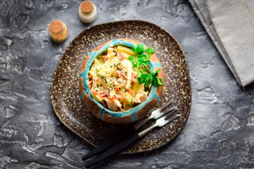  Vegetable stew in a pot.