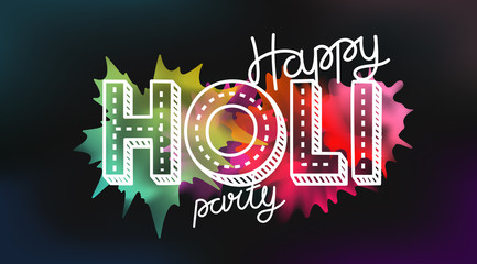 Happy holi party vector banner. Vector greeting card. Party invitation concept