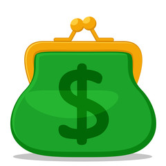 Green purse on a white background. Logotype.