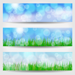 Obraz premium Beautiful soft bokeh nature banner set