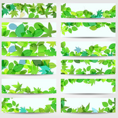 Colorful spring leaves banners