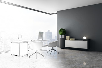 Hand drawing modern office interior