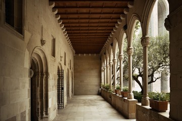 Fototapeta na wymiar Montserrat monastery walkway