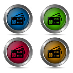 Credit card icon. Set of round color icons.