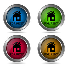 FOR RENT icon. Set of round color icons.
