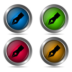 Pen icon. Set of round color icons.
