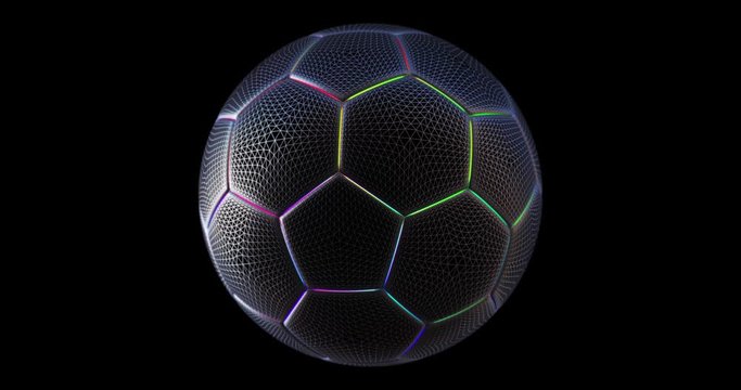 Abstract animation of soccer ball. Looped animation with alpha channel.  Animated background. Soccer Ball. Football background