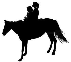 girl riding on horse, silhouette vector