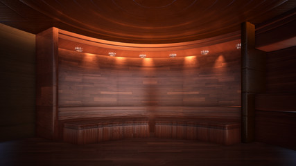  three-dimensional color background for wooden TV studio 3d rendering 