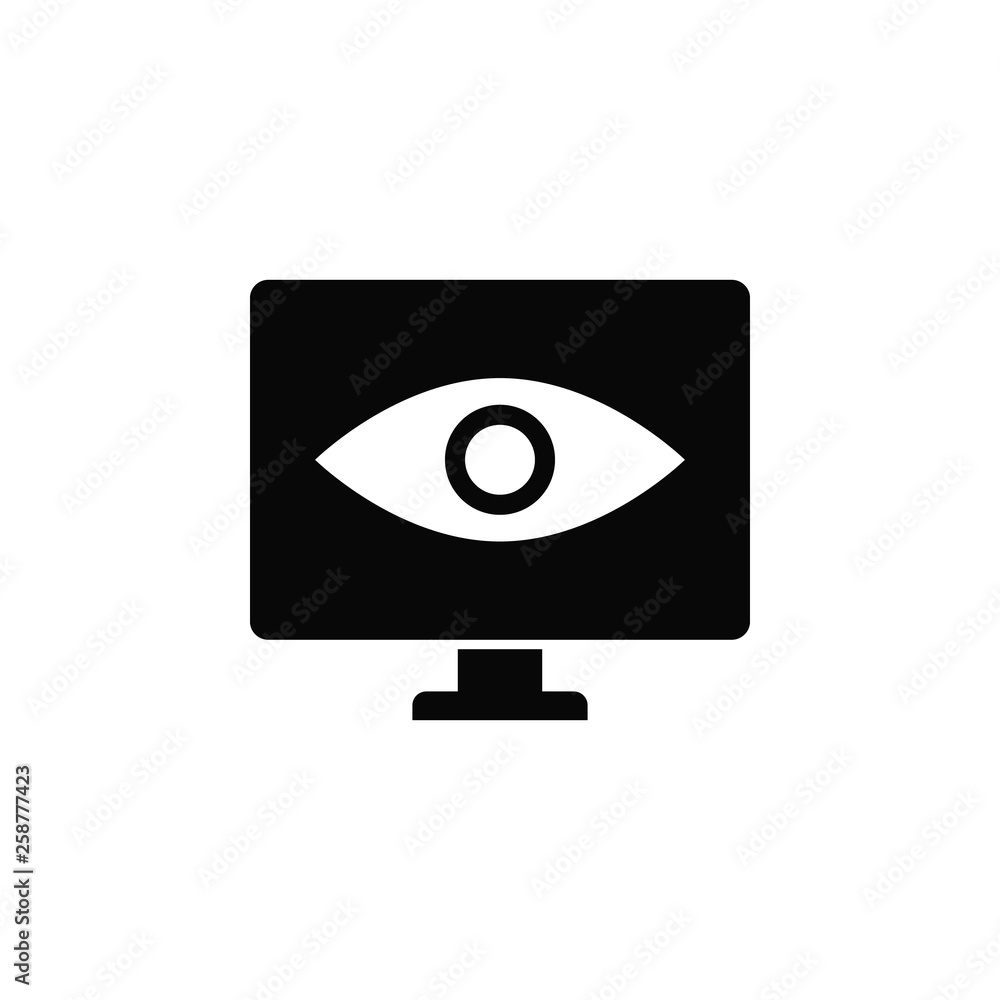 Poster computer, control, remote, spy, icon, flat. element of security for mobile concept and web apps illu