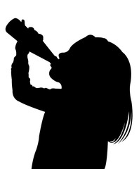 a child drinking head, silhouette vector