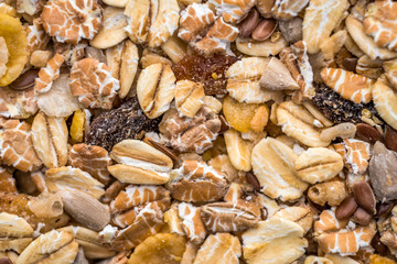 muesli oatmeal with raisins and cereal