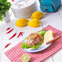 tasty aspic  with pork knuckle and pork legs