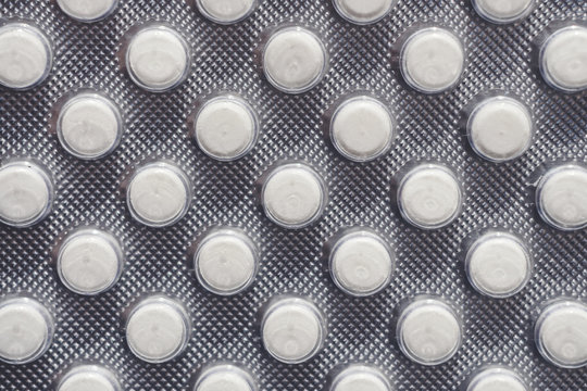packaging with white round pills. blister pack of pills. © Андрей К