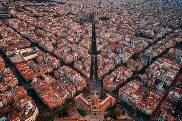 Barcelona street aerial View - obrazy, fototapety, plakaty