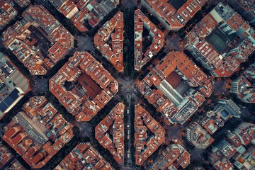 Barcelona street aerial View