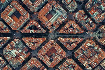 Printed roller blinds Barcelona Barcelona street aerial View