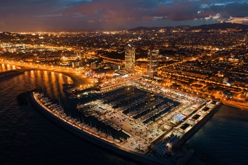 Barcelona coast night