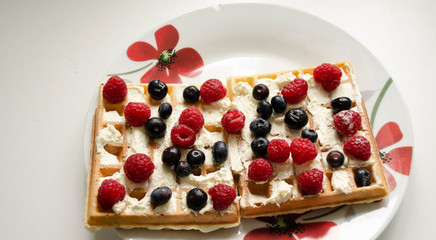 belgian waffles with fresh berries
