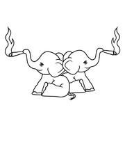 freunde bekiffter elefant 2 team paar kiffen joint stoned weed cannabis drogen rauchen high sitzend süß kalb klein kind baby clipart comic cartoon niedlich dickhäuter savanne rüsseltier jumbo grauer r