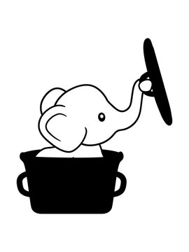 essen elefant kochen kochtopf koch lecker hunger fressen fleisch sitzend süß kalb klein kind baby clipart comic cartoon niedlich dickhäuter savanne rüsseltier jumbo grauer riese
