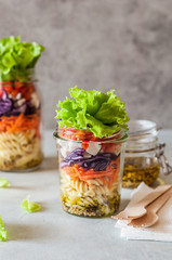 Fototapeta na wymiar Pasta Salad in a Jar