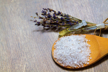 sea salt and lavender flowers in Spa