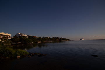 sunrise at Mahahual Caribbean beach in Costa Maya of Quintana Roo, Mexico
