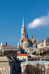 Fototapeta premium View of the Buda bank of the Danube river at Budapest city in a beautiful early spring day