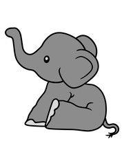 elefant sitzend süß kalb klein kind baby clipart comic cartoon niedlich dickhäuter savanne rüsseltier jumbo grauer riese