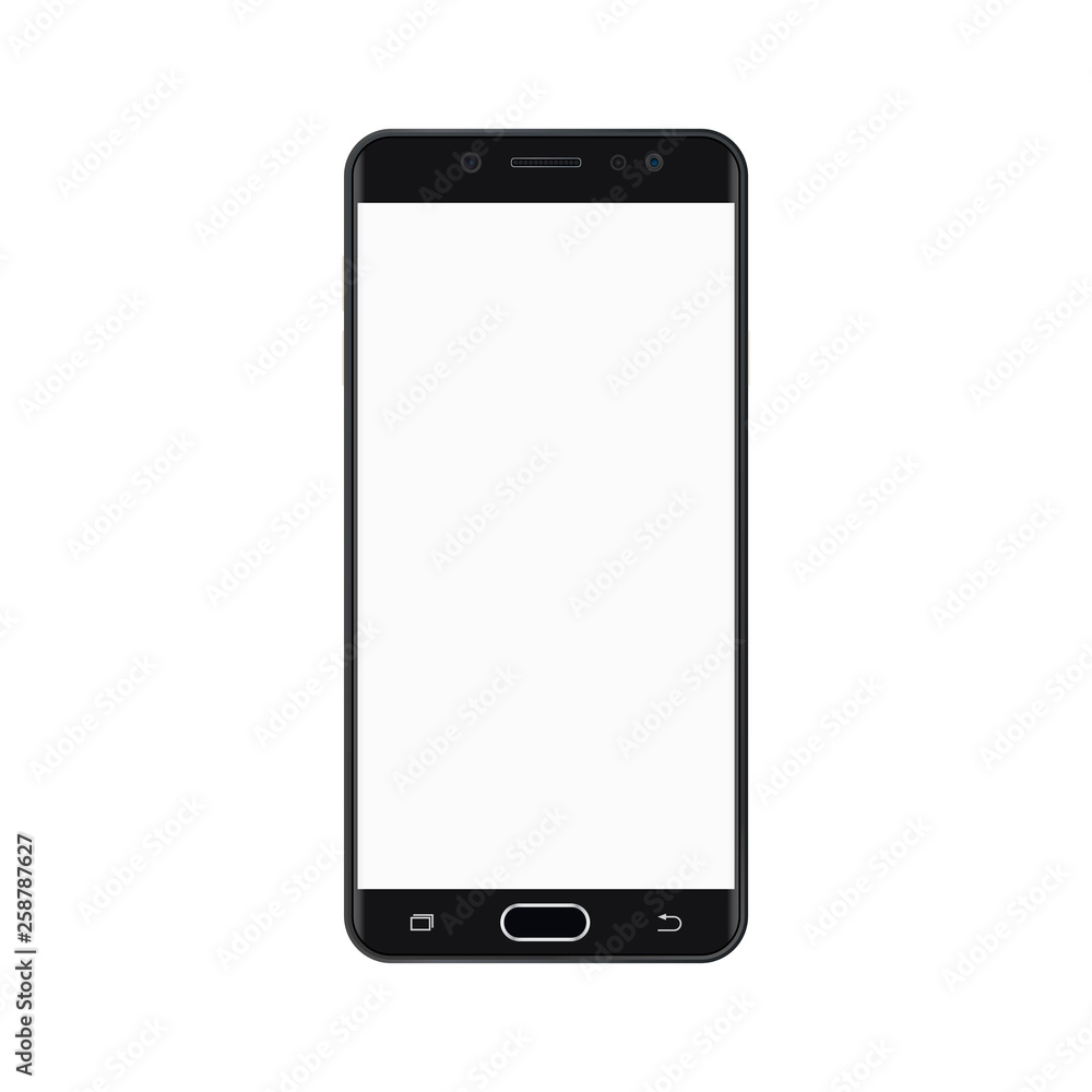 Poster black smartpho with empty white screen.black smartphone with white empty screen vector eps10.